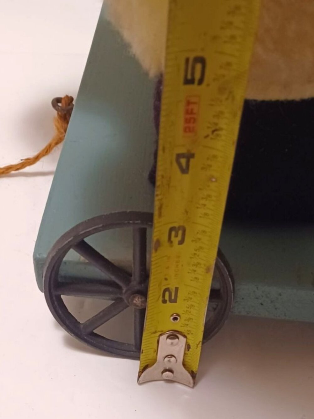 Vtg Country Farmhouse Sheep Lamb on Wheels Wood Twine Pull Toy Decor Snuggler - Picture 12 of 15
